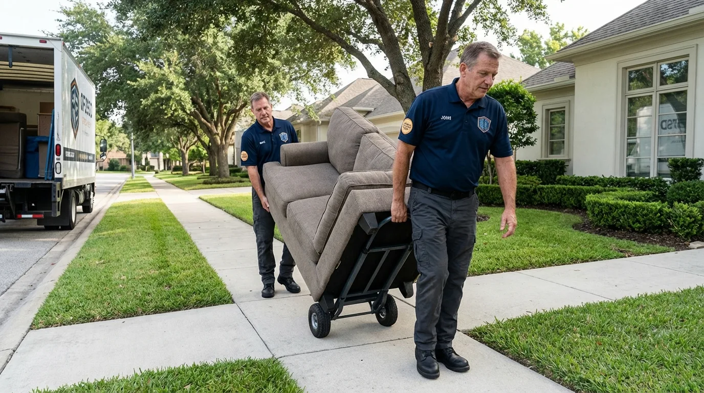 Local residential moving crew loading furniture in Shelter Island Heights, NY