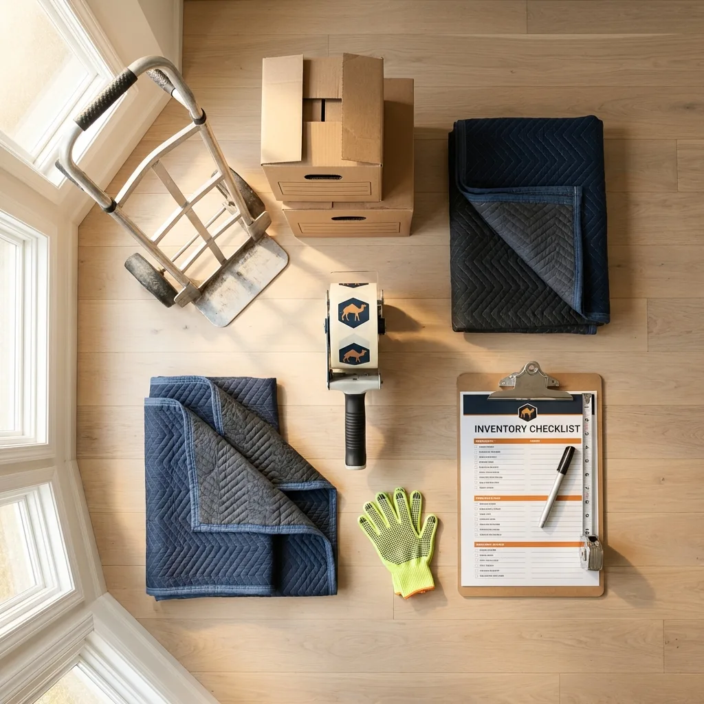 Professional moving supplies and packing materials layout for Shelter Island Heights residential relocations